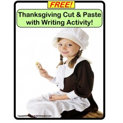 FREE Thanksgiving Cut and Glue with Writing Activity
